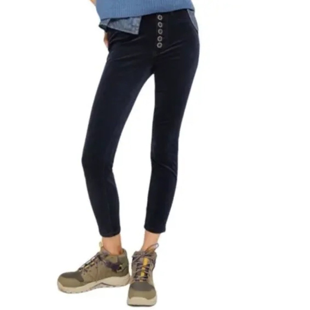 Anthropologie Pilcro Sz 26 Corduroy Jean Pant Navy High Rise Skinny Button Fly